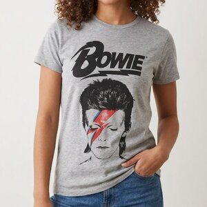 Bowie Womens Medium Gray Bowie Graphic Crewneck T-Shirt